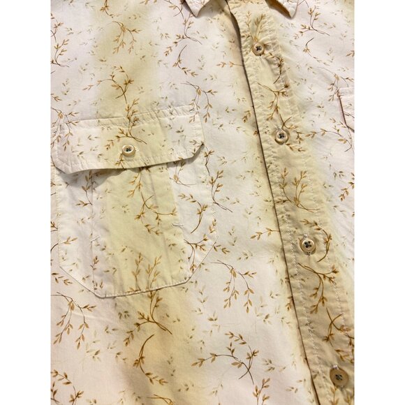 Tommy Bahama Mens XL Long Sleeve Button-Down Shirt Beige Leaf Print Shadow Strip - Picture 4 of 4
